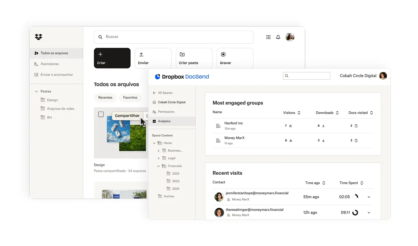 Interface do Dropbox
