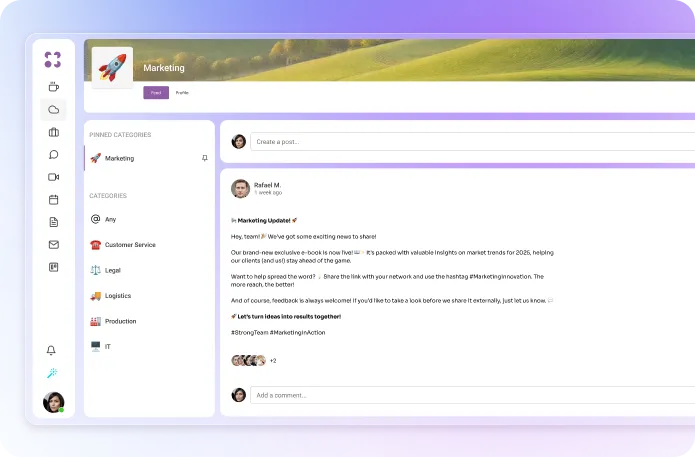 Interface do Optiwork mostrando o Social